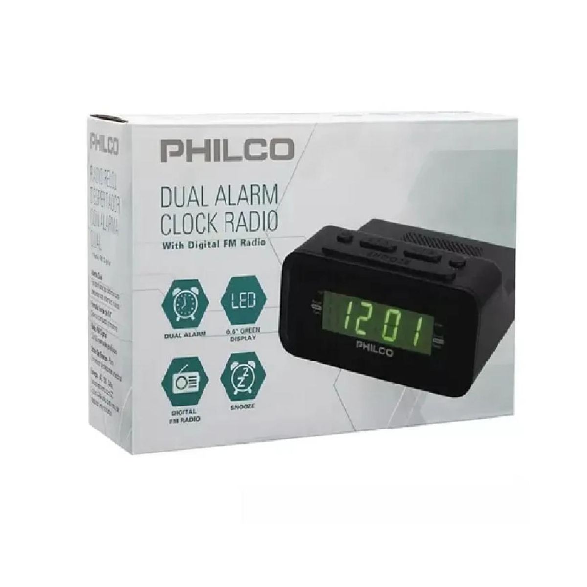 PHILCO - Radio FM Reloj Digital Alarma Negro C1006G Philco