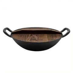 WAYU - Wok/ Disco Hierro Fundido Tapa madera 35 cms
