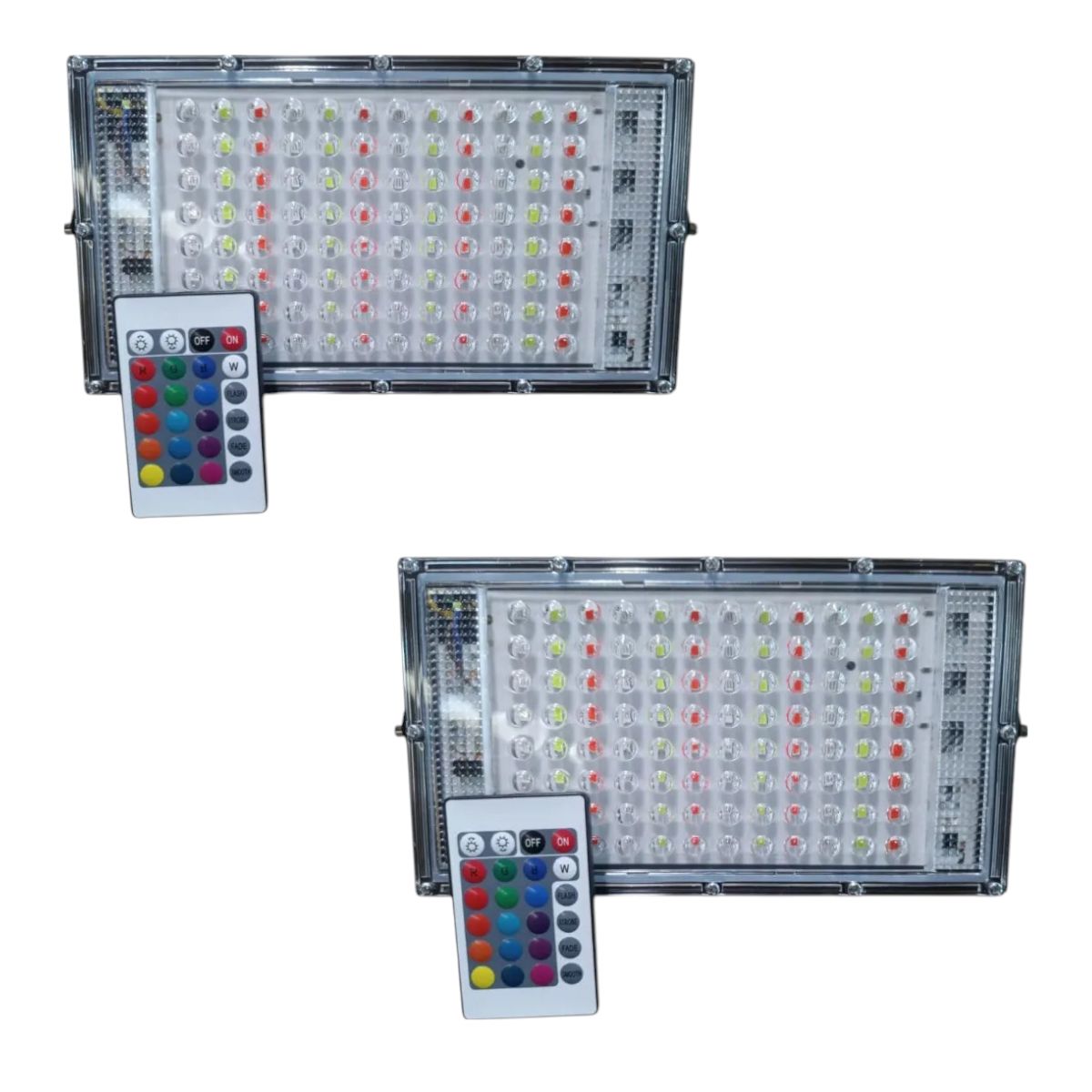 AVC - 2 Proyectores de área 50W RGB Flat IP65 con Control Remoto