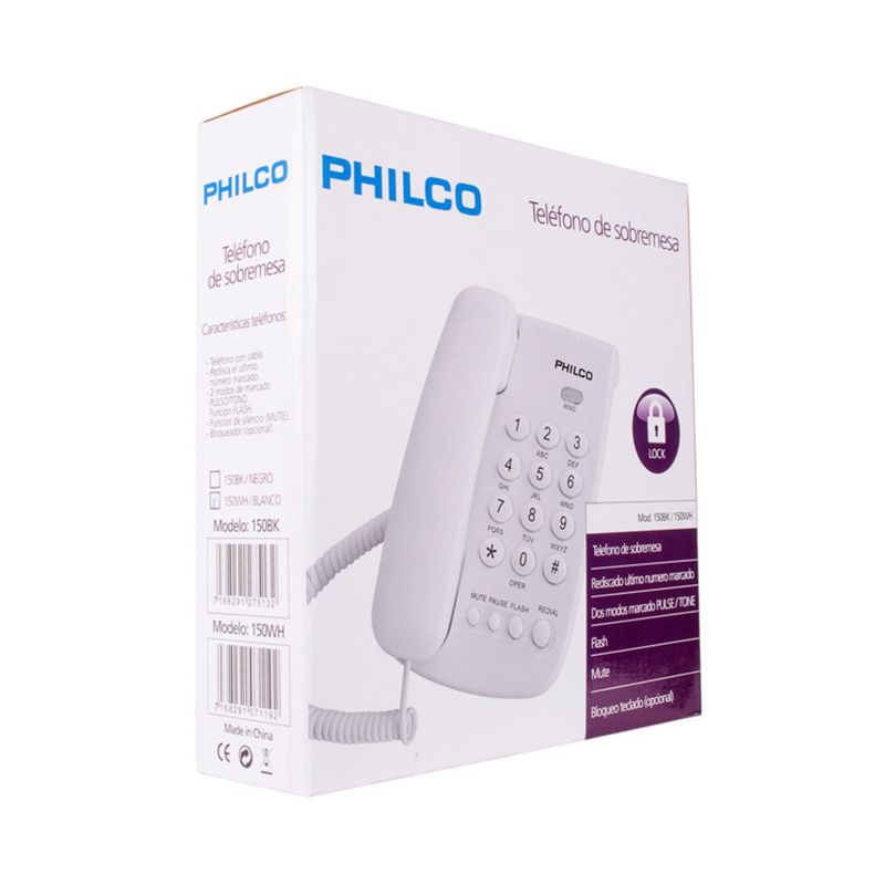 PHILCO - Telefono Sobremesa Botones Grandes Blanco T150WH