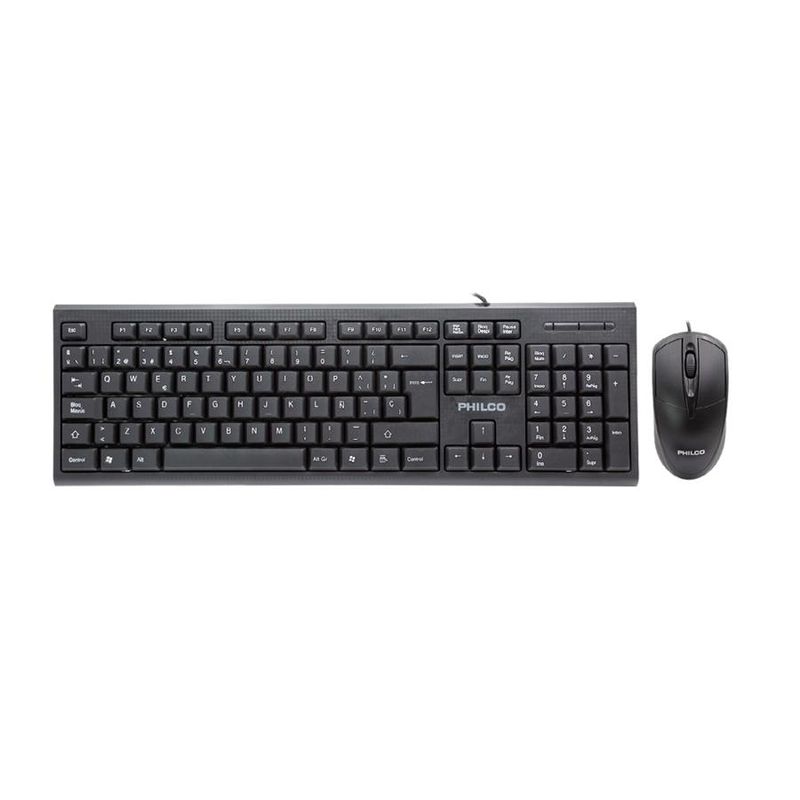 PHILCO - Combo Alámbrico Teclado + Mouse Philco 1200 Dpi - Negro
