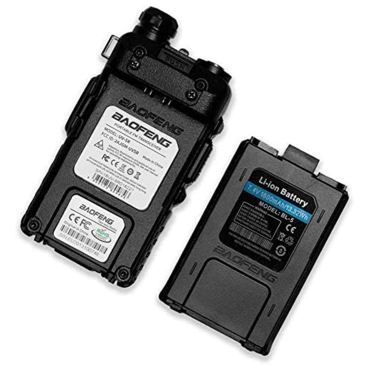 BAOFENG - Radio Transmisor Walkie Talkie Negro UHF-UV 5RE Baofeng