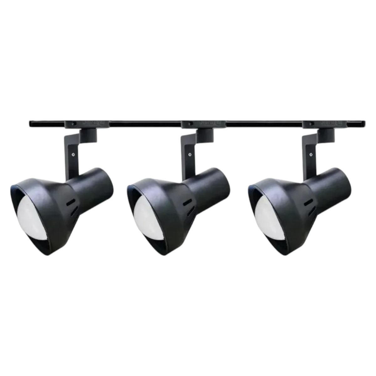 WANT - Lámpara 3 Focos Negros E27 15W Luz Fría con Riel Monofásico 1mt