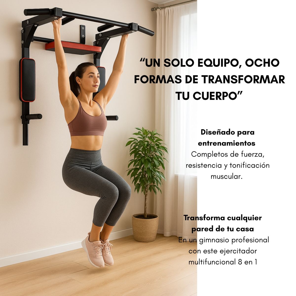 GENERICO - Ejercicios Multifuncional Barra Dominadas Pared Gym 8 En 1