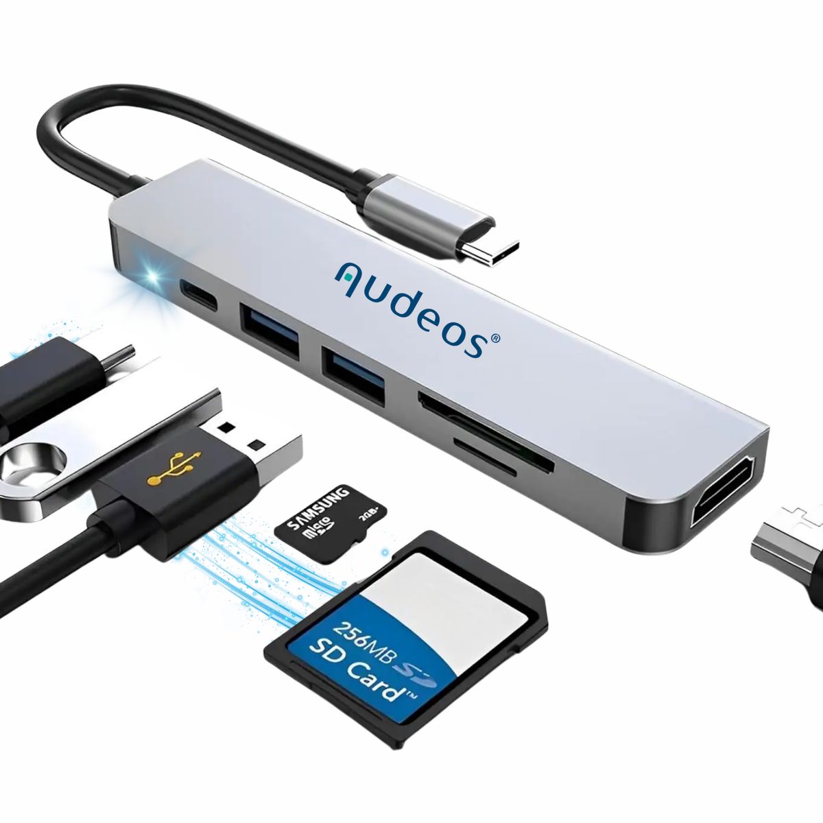 GENERICO - Hub Thunderbolt Usb Tipo C 6 En 1 Hdmi Usb 3.0 2.0 Macbook Gris Oscuro