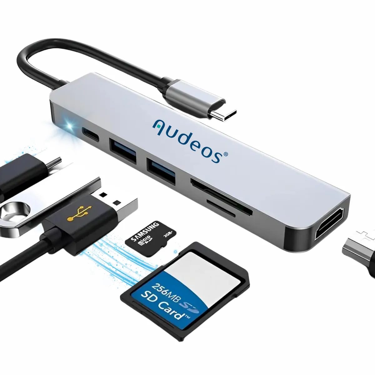 GENERICO - Hub Thunderbolt Usb Tipo C 6 En 1 Hdmi Usb 3.0 2.0 Macbook Gris Oscuro