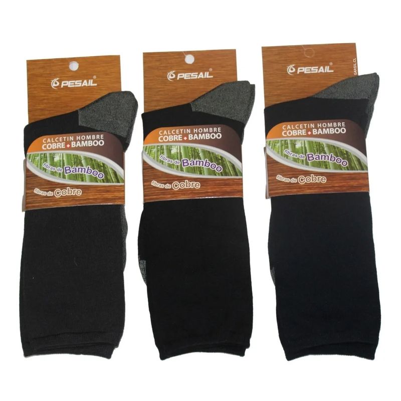 GARSIL - 3 Pares de Calcetines De Vestir Hombre Diabético Cobre + Bambú