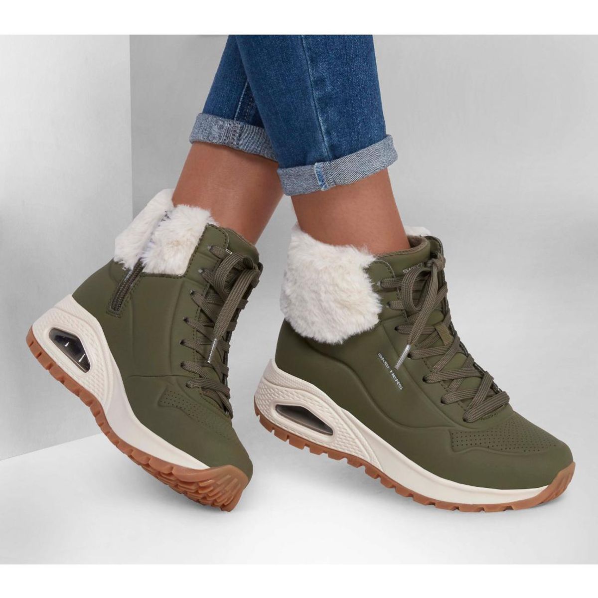 SKECHERS - Botín Mujer Uno Rugged Oliva Skechers