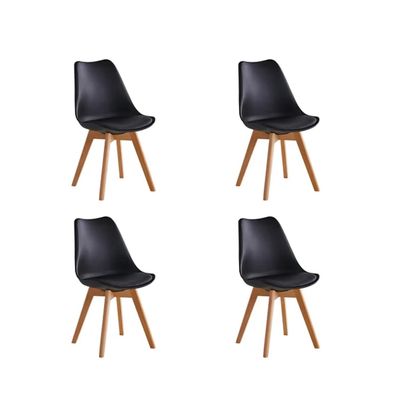Imagen 2 del producto Juego de Comedor Mesa Eames Vidrio 80cm + 4 Sillas Tulip Negro