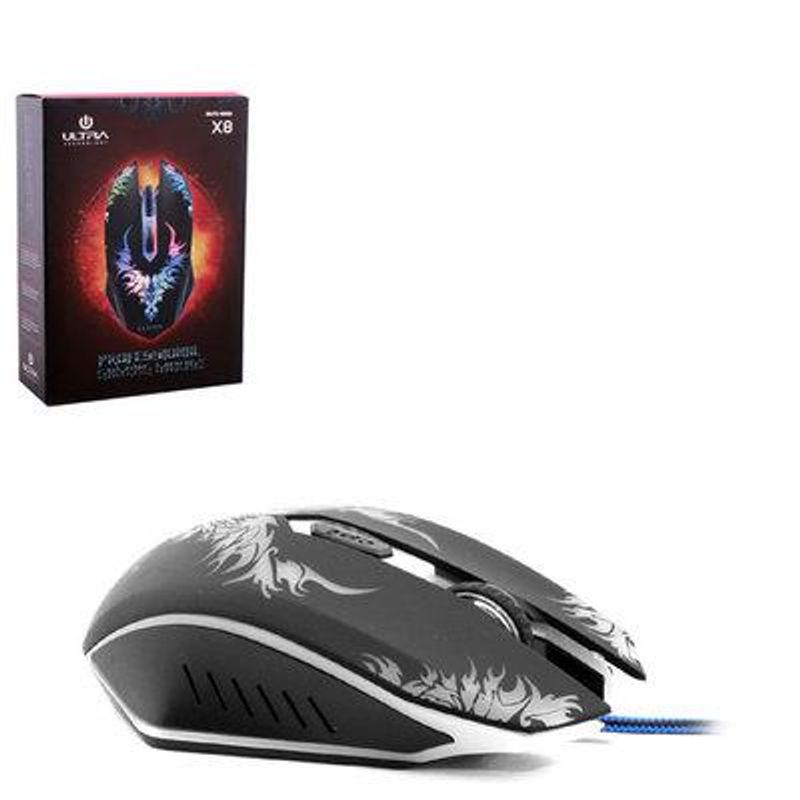 ULTRA - Mouse Alámbrico Retro Iluminado Gaming 6 Botones DPI 2400 - Multicolor