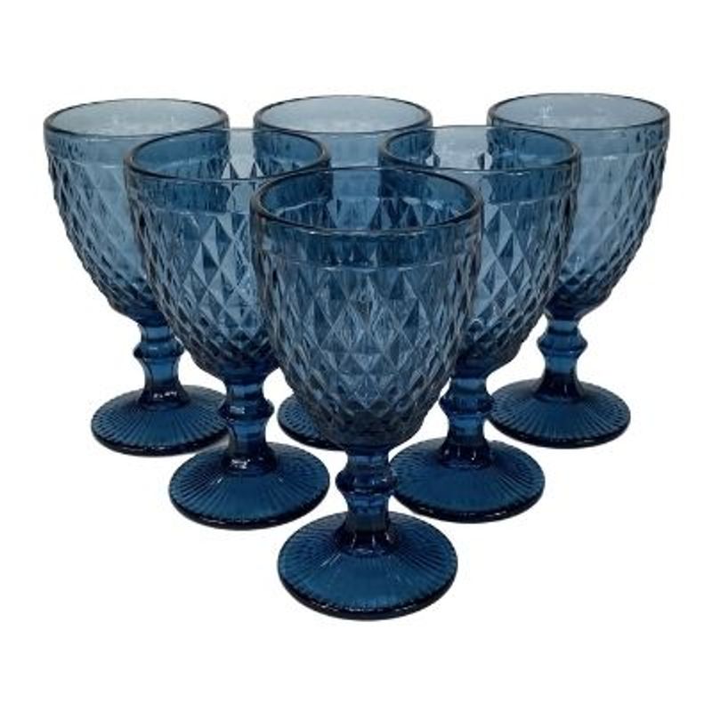 MI DECO HOME CADA DETALLE IMPORTA - SET 6 COPAS DE COLORES AZUL ROMBO