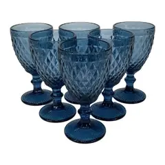 MI DECO HOME CADA DETALLE IMPORTA - SET 6 COPAS DE COLORES AZUL ROMBO