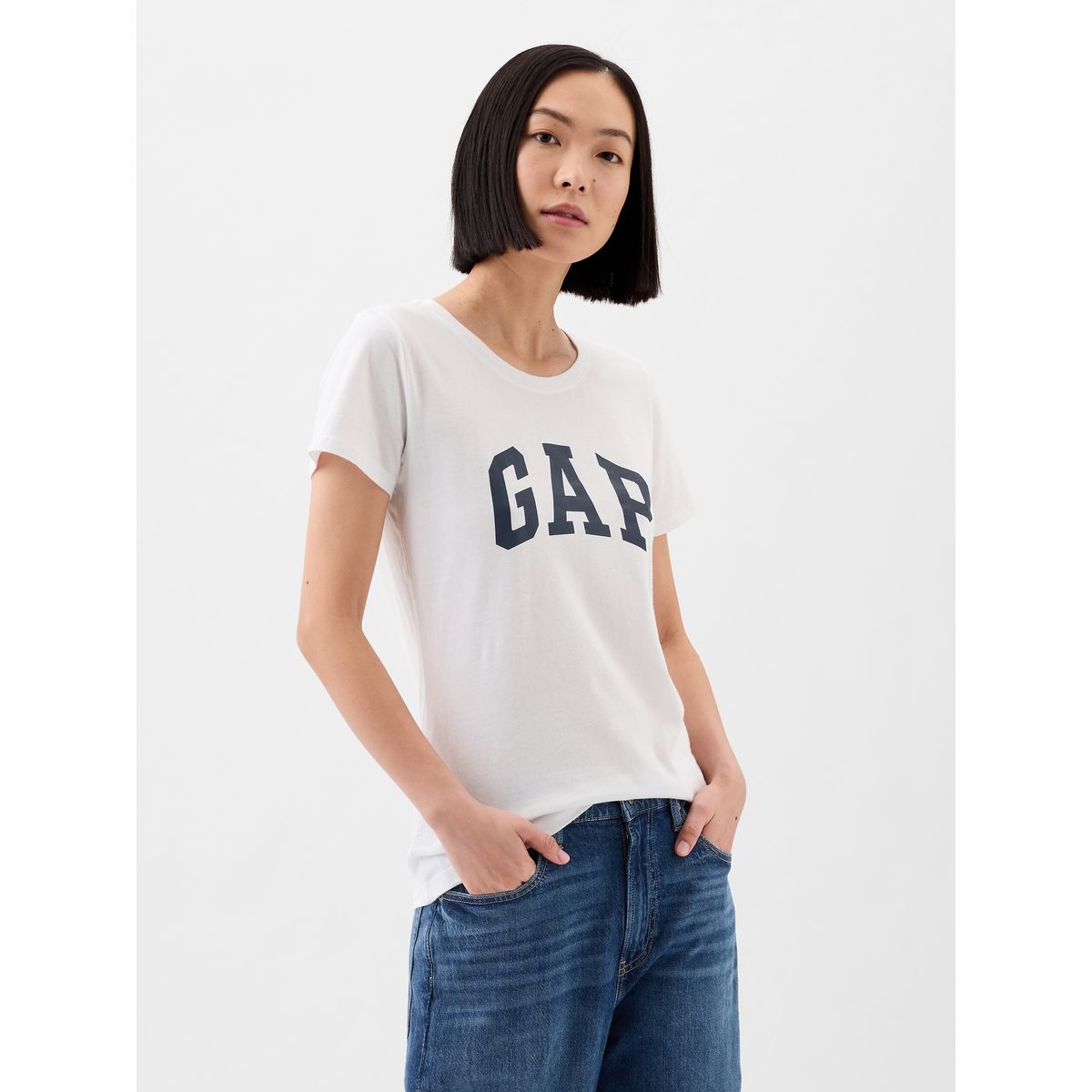 GAP - Polera Mujer Classic Manga Corta Blanco Gap