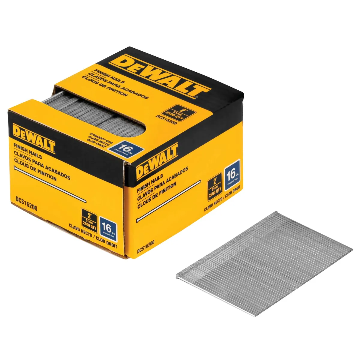 Caja 2500 clavos rectos 16GA 2” DEWALT DCS16200, marca DEWALT - Foto 2