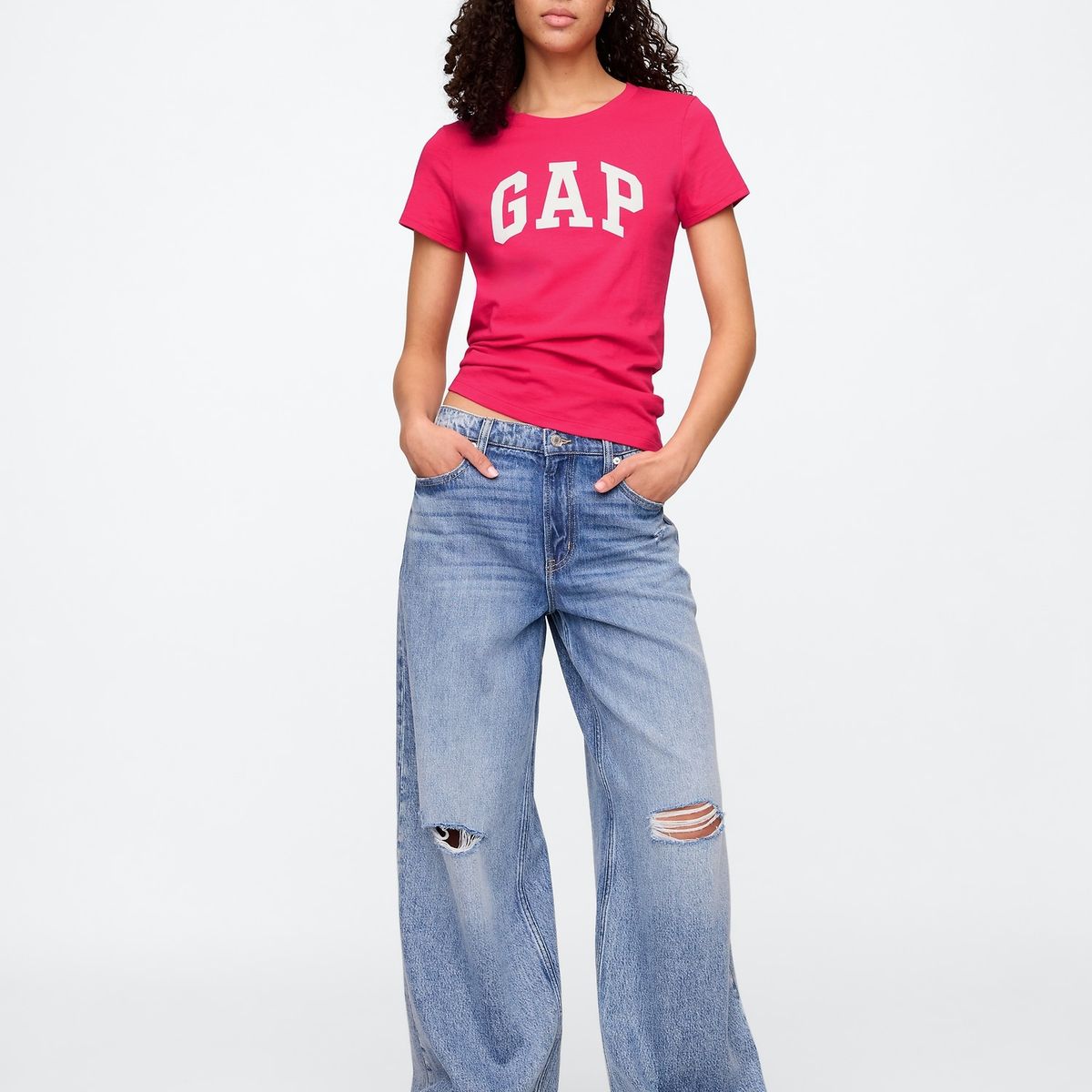 GAP - Polera Mujer Classic Manga Corta Rosado Gap