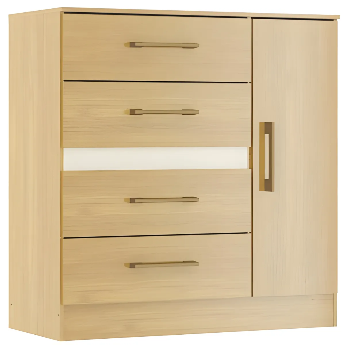 EXIT - Cómoda 4 Cajones 1 Puerta 90x93x40 cm