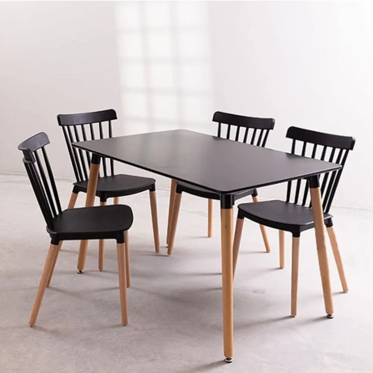 HABITA2 CHILE - COMEDOR WINDSOR RECTANGULAR NEGRO 120X80 - 4 PUESTO NEGRO…