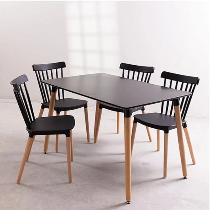 HABITA2 CHILE - COMEDOR WINDSOR RECTANGULAR NEGRO 120X80 - 4 PUESTO NEGRO