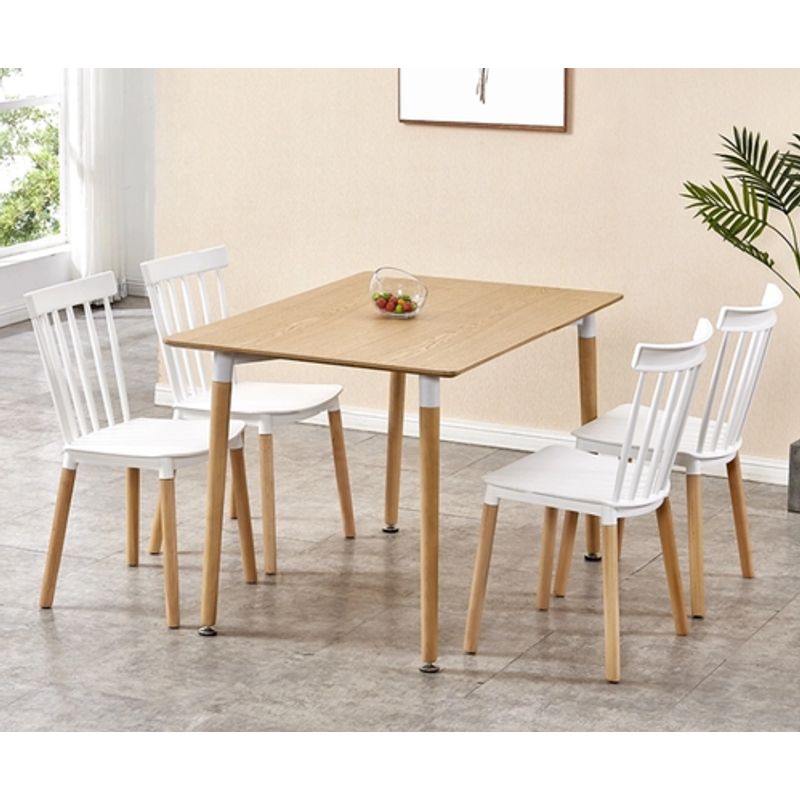 HABITA2 CHILE - COMEDOR WINDSOR RECTANGULAR WOOD 120X80 - 4 PUESTO BLANCO