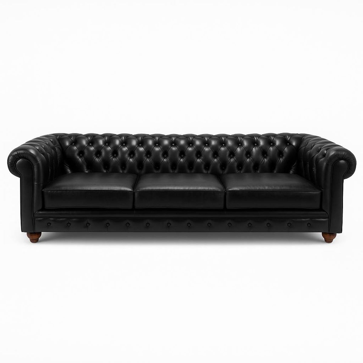 GENERICO - SOFA CHESTERFIELD CUERO NATURAL NEGRO