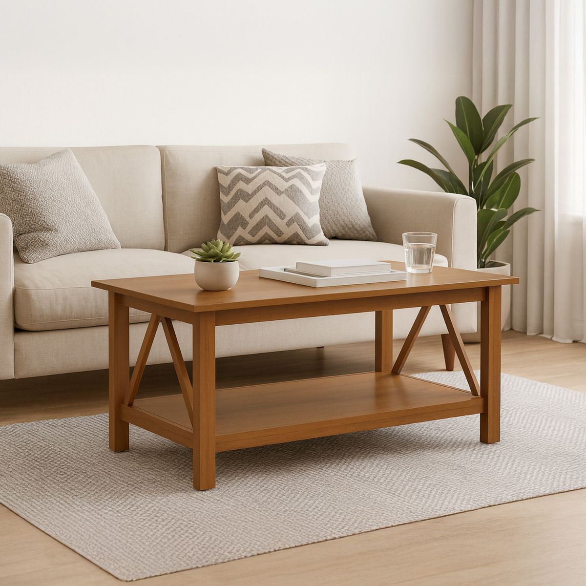 EXIT - Mesa de Centro Rectangular 111x56x52 cm Marrón - Marroco