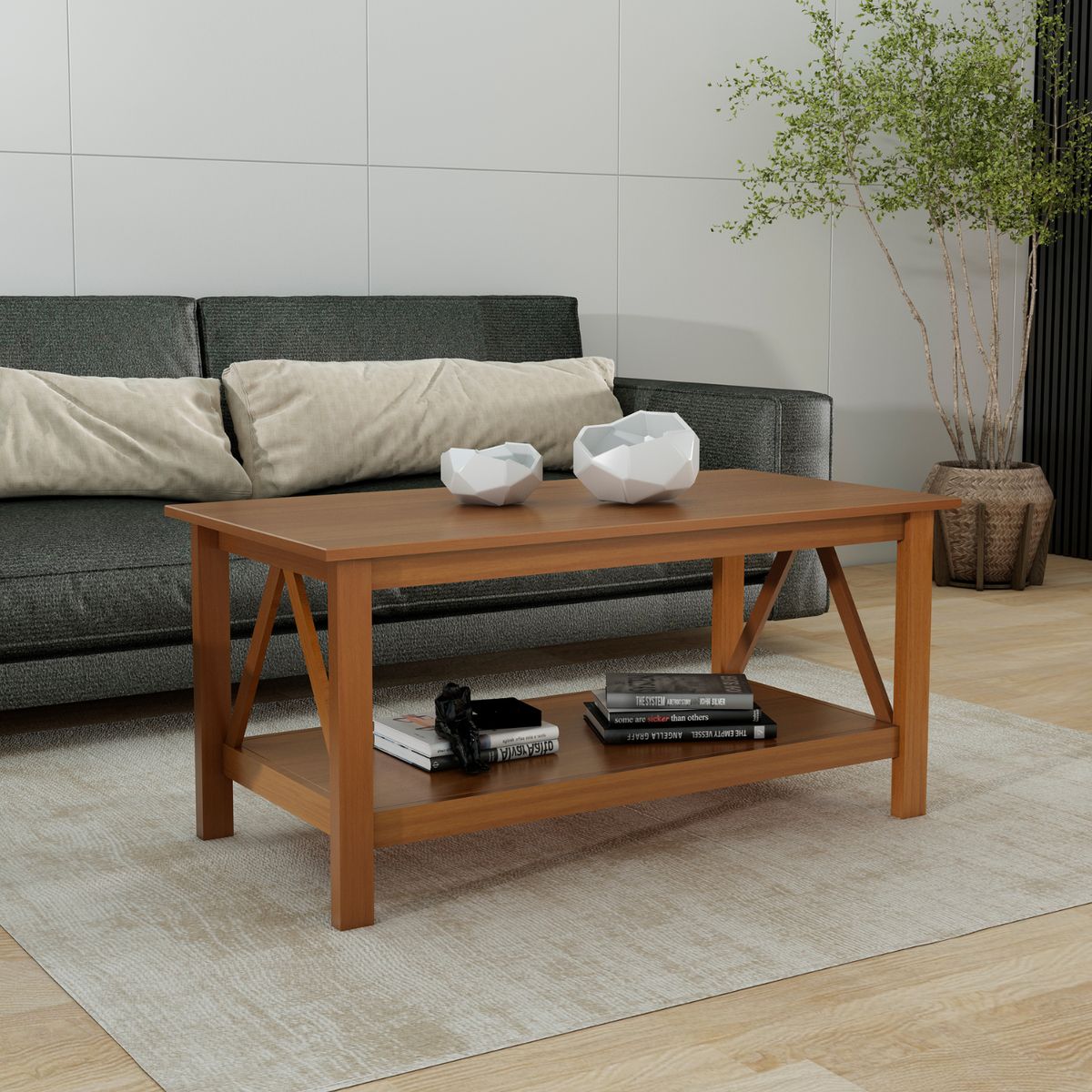 EXIT - Mesa de Centro Rectangular 111x56x52 cm Marrón - Marroco