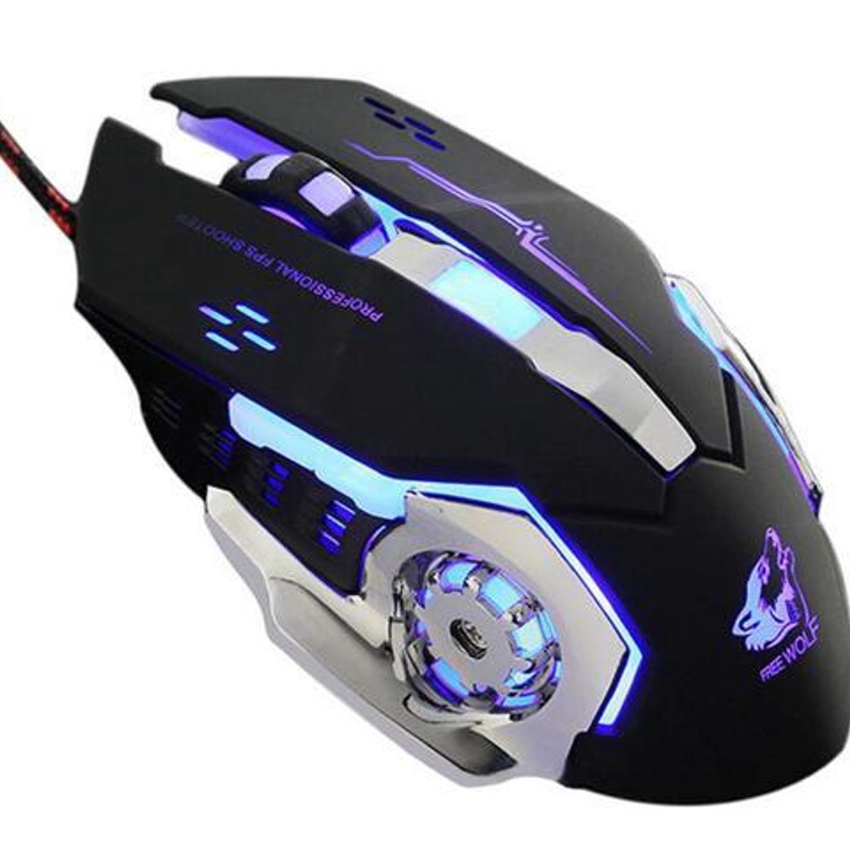 GENERICO - Mouse Gamer Free Wolf V5 - Negro RGB