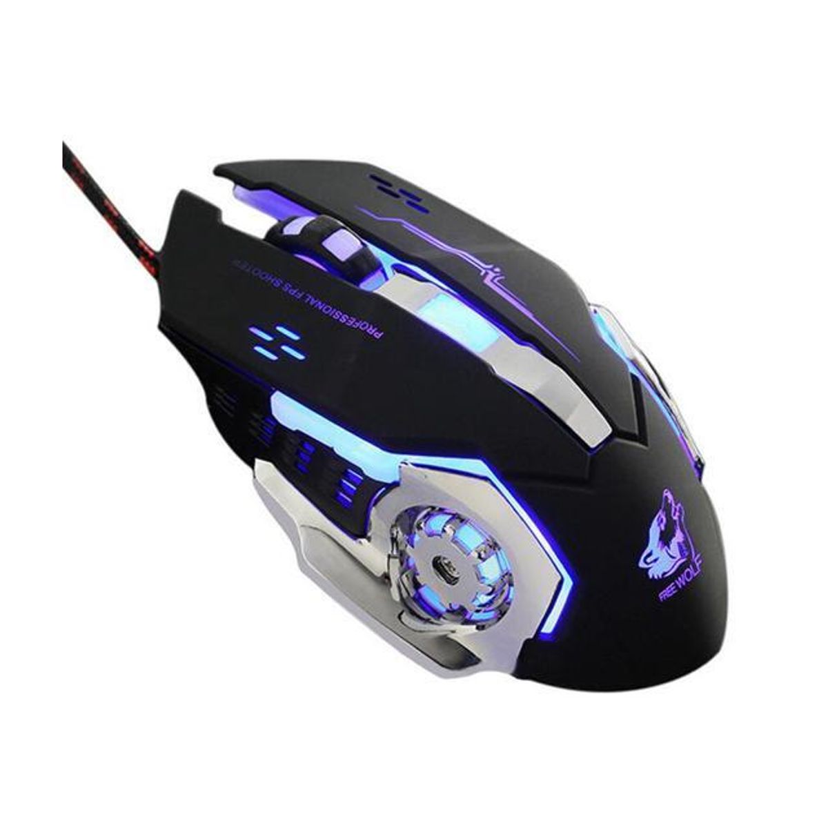 GENERICO - Mouse Gamer Free Wolf V5 - Negro RGB