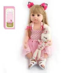 GENERICO - Muñeca Realista De Silicona Completa Pelo Rubio 55cm