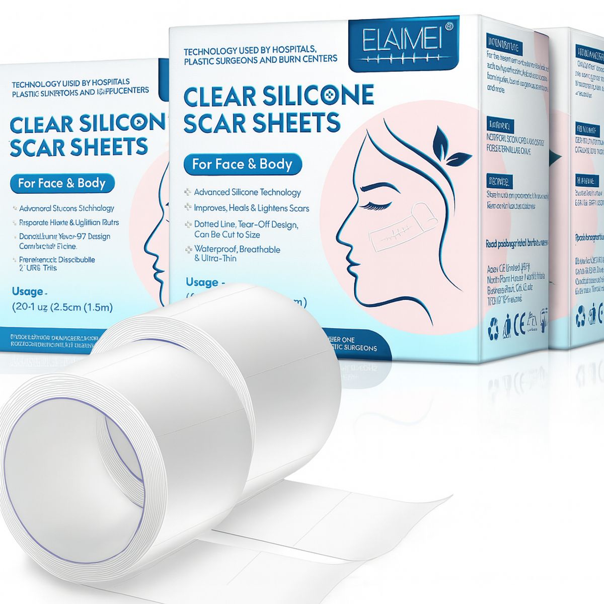 GENERICO - Pack 3 parches de silicona para cicatrices de rostro y cuerpo