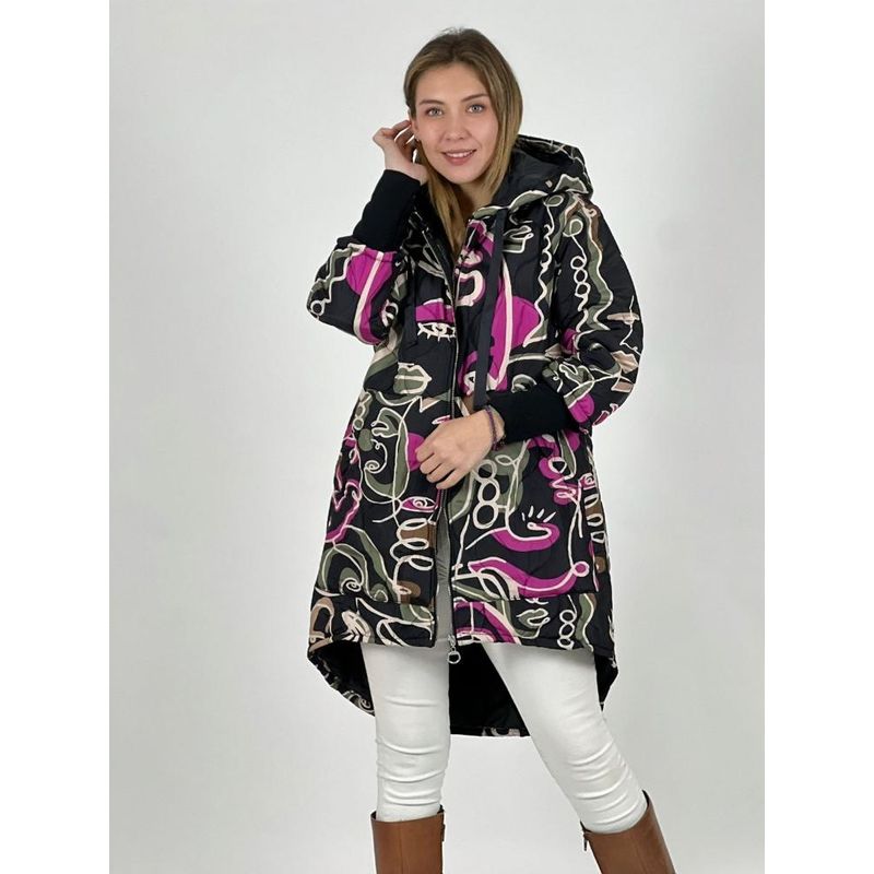 ENIGMATICA BOUTIQUE - Parka Italiana Diseño Rostros - Negro