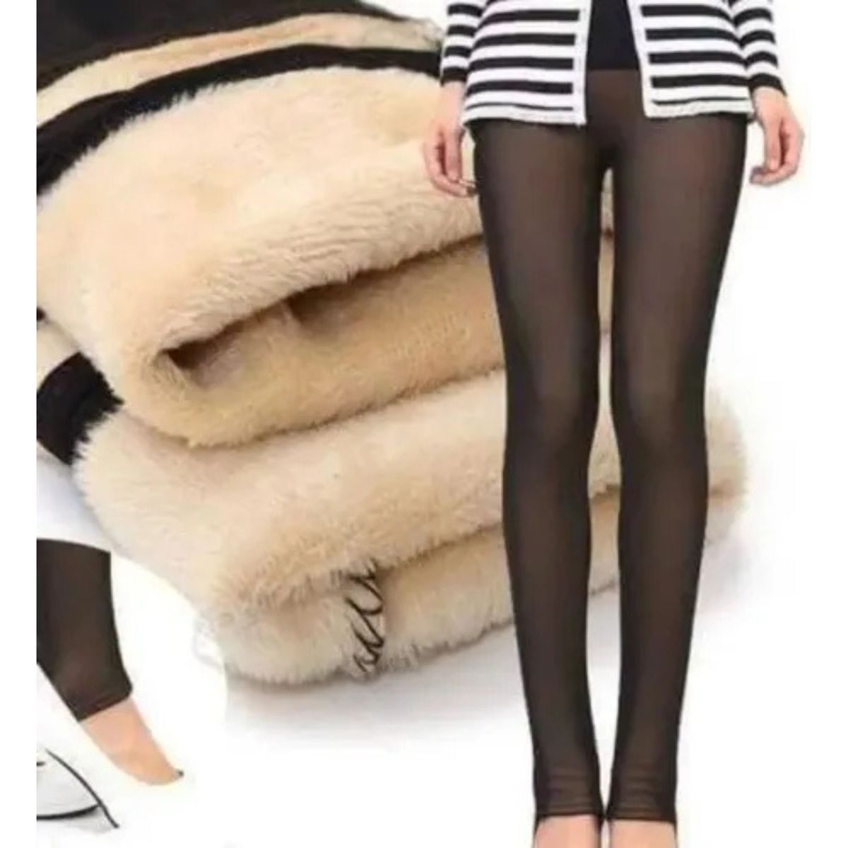 LOOK SHOP - Calza Efecto Piel Mujer Invierno Forro Piel 316