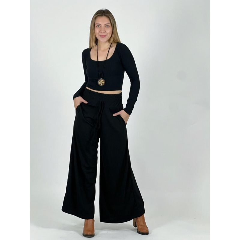 ENIGMATICA BOUTIQUE - Pantalón Holgado Pretina Alta - Negro