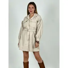 ENIGMATICA BOUTIQUE - Vestido Cotele Abotonado con Cinturón - Morado