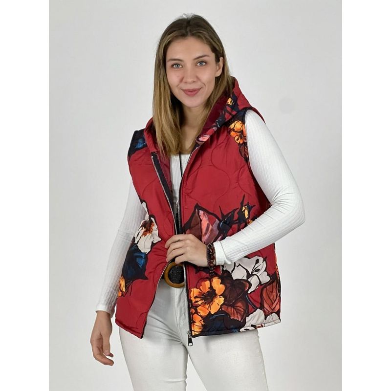 ENIGMATICA BOUTIQUE - Parka Italiana Corta Estampado Flores - Rojo