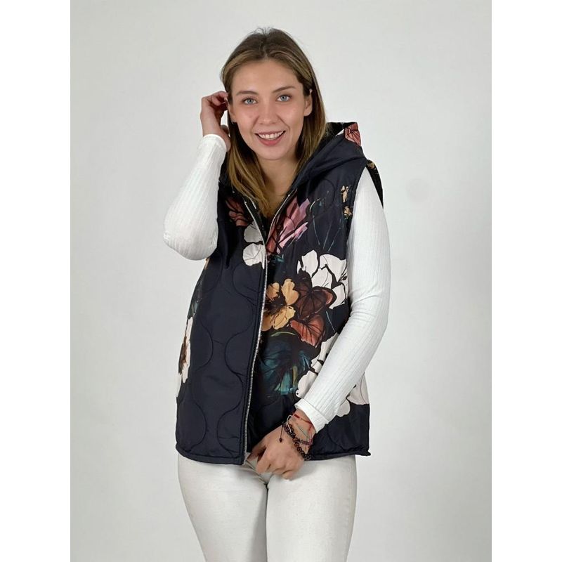 ENIGMATICA BOUTIQUE - Parka Italiana Corta Estampado Flores - Rojo
