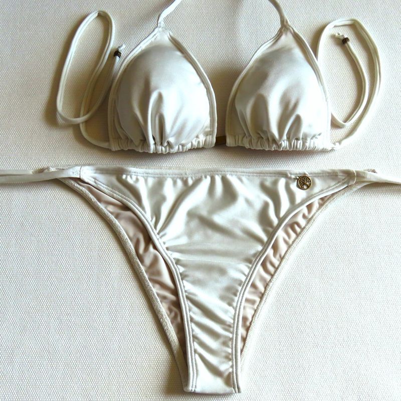 CREA PRINT - Traje de baño Bikini mujer Mod CHOCOLATE top de triángulos y bottoms de tiras