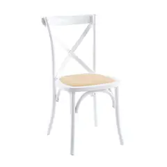 PANDALINO - Silla Crossback - Madera Ratán - Diseño Clásico - Blanco