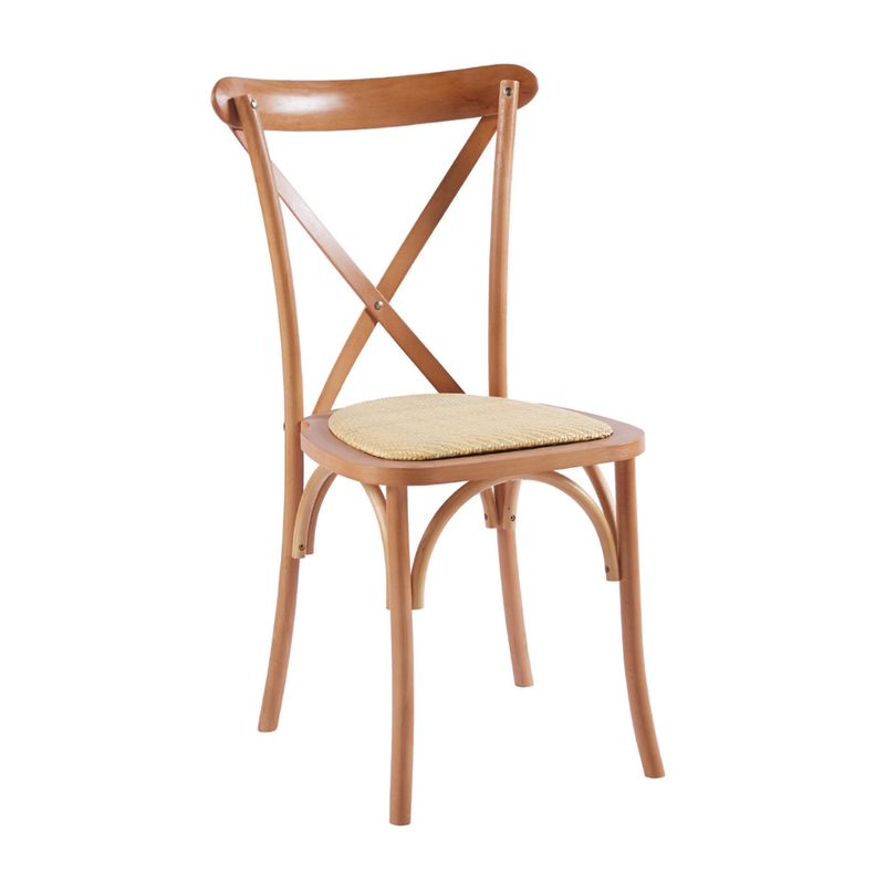 PANDALINO - Silla Crossback - Madera Ratán - Diseño Clásico - Marron