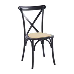 PANDALINO - Silla Crossback - Madera Ratán - Diseño Clásico - Negro