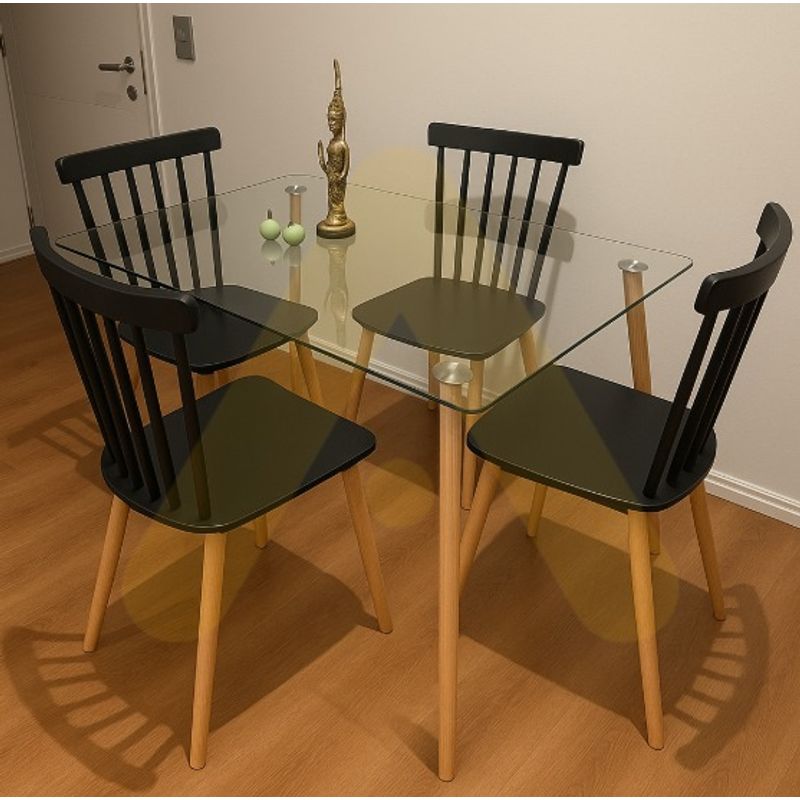 HABITA2 CHILE - COMEDOR PRINCE WINDSOR RECTANGULAR 120X80 - 4 PUESTO NEGRO