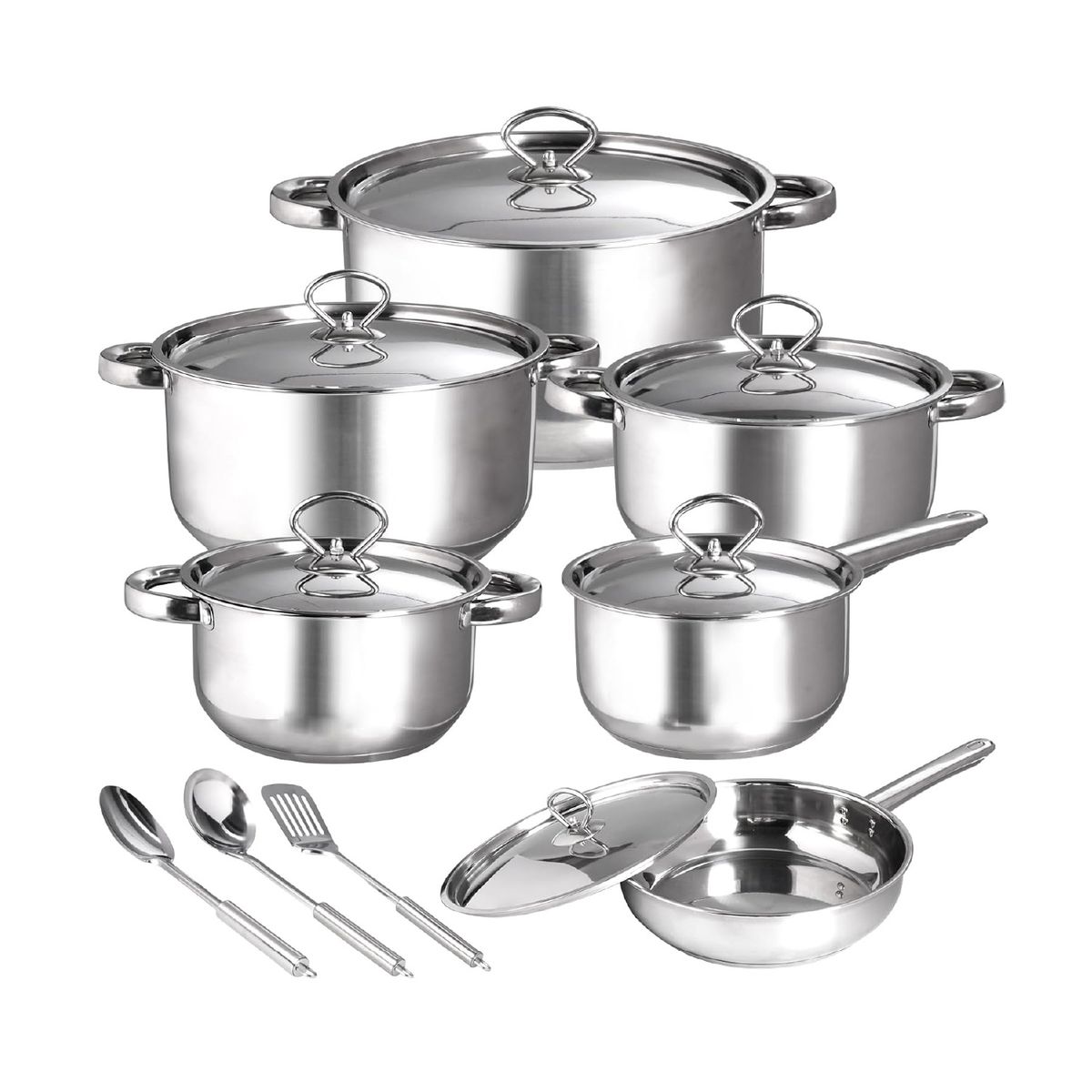 REBAJAS - Batería o Juego de Ollas Cocina 15 Pzs Acero Inoxidable Antiadherente