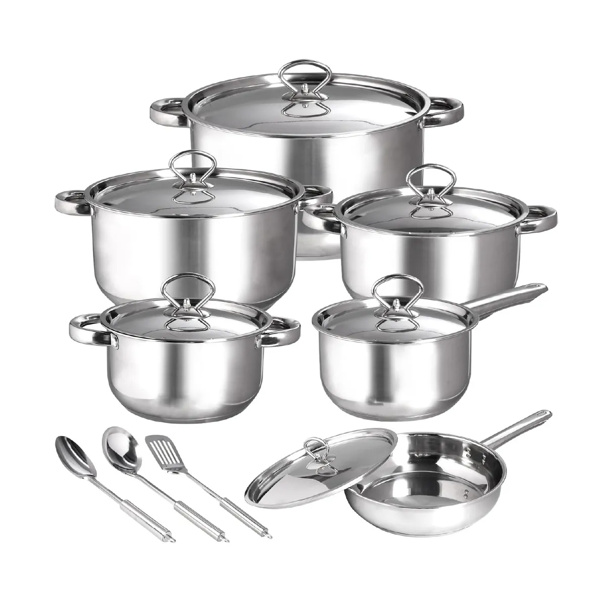 REBAJAS - Batería o Juego de Ollas Cocina 15 Pzs Acero Inoxidable Antiadherente