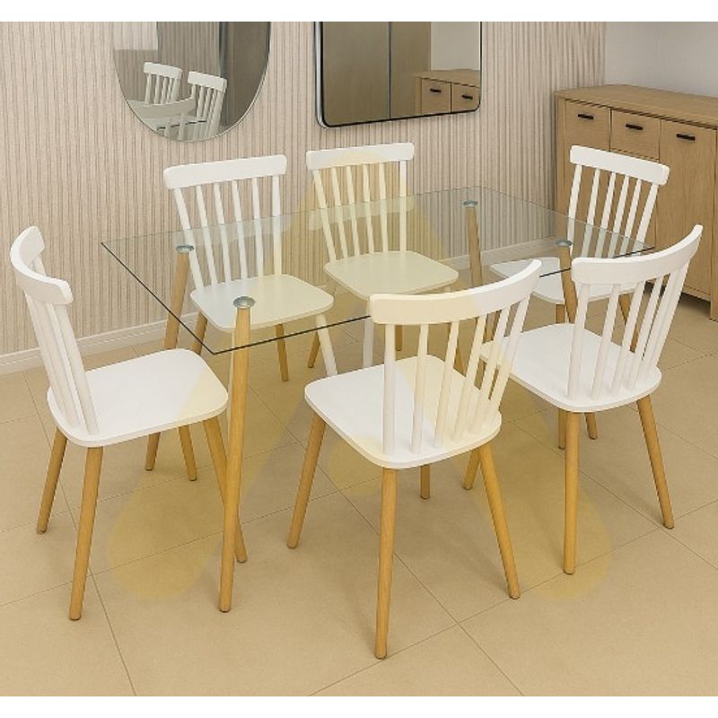 HABITA2 CHILE - COMEDOR PRINCE WINDSOR RECTANGULAR 120X80 - 6 PUESTO BLANCO