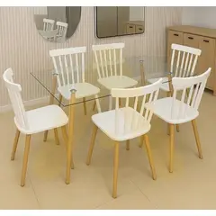 HABITA2 CHILE - COMEDOR PRINCE WINDSOR RECTANGULAR 120X80 - 6 PUESTO BLANCO