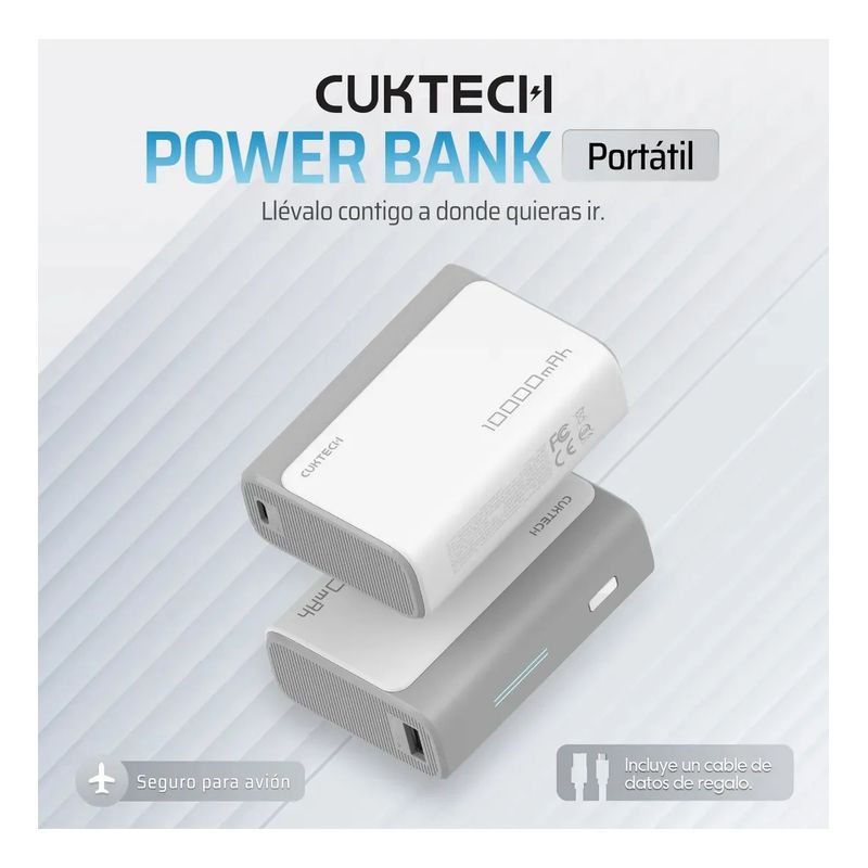 GENERICO - Power Bank Cuktech 10000mah 30w Batería Externa Rápida Carga Gris
