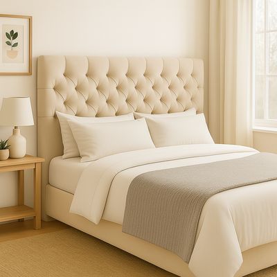 Imagen 2 del producto Respaldo De Cama 2 Plazas Beige Capitone