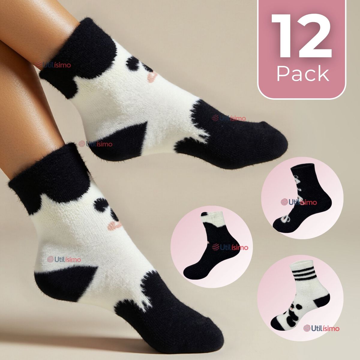 UTILISIMO - Pack 12 Calcetines Térmicos Y Suaves Terciopelo de Visón Niña Surtido