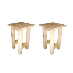 GENERICO - 2 Unidades Piso Taburete Madera 42 Cm Alto Cuadrado