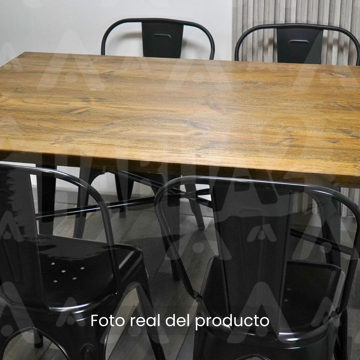 HABITA2 CHILE - COMEDOR TOLIX RECTANGULAR CUBIERTA DE MADERA 140X90 - 4 PUESTO NEGRO…